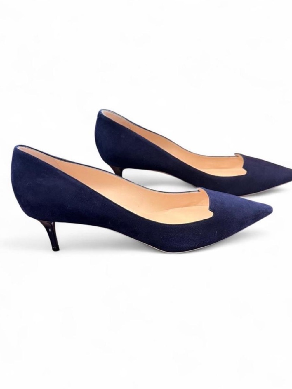 NEW Jimmy Choo Allure Navy Suede Pointed Toe Kitten Heels - 40.5